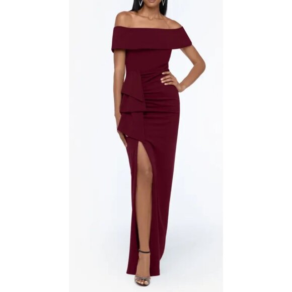 Xscape Formal Long Dress 14W Burdundy Party Gala Cruise Wedding Washable NEW - Picture 6 of 15